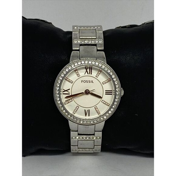 Fossil Virginia ES3741 Women's Silver Stainless Steel Analog Dial Watch EY732 - Picture 3 of 12